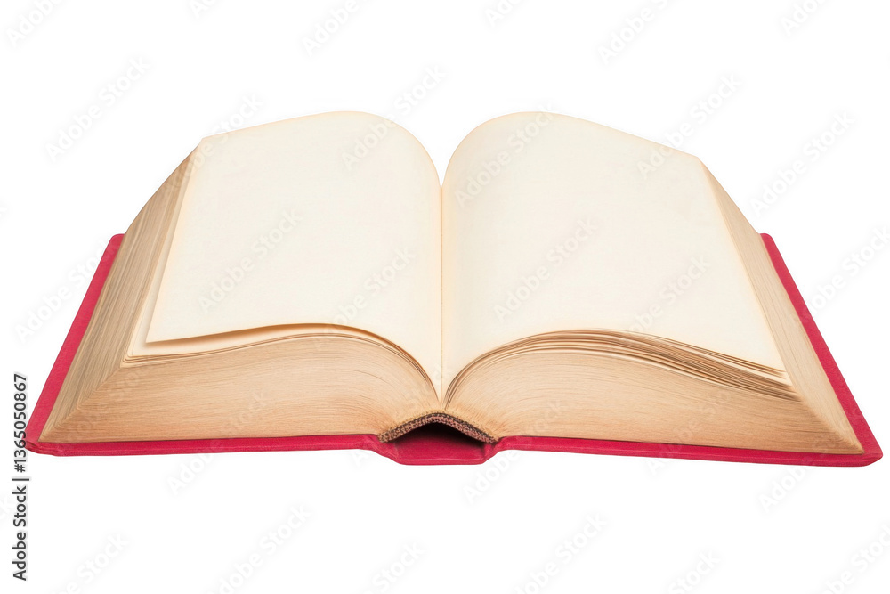 An open book with blank pages on a white background, with a red cover, png An open book with blank pages on a white background, with a red cover, png