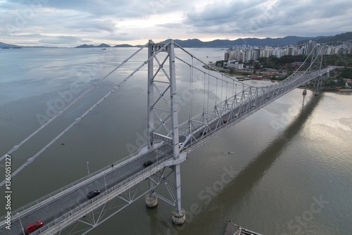 Фотография Aerial view of Ponte Hercilio Luz in Florianopolis, Santa Catarina, Brazil