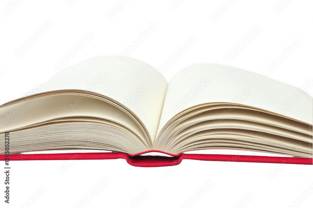 An open book with blank pages on a white background, with a red cover, png An open book with blank pages on a white background, with a red cover, png