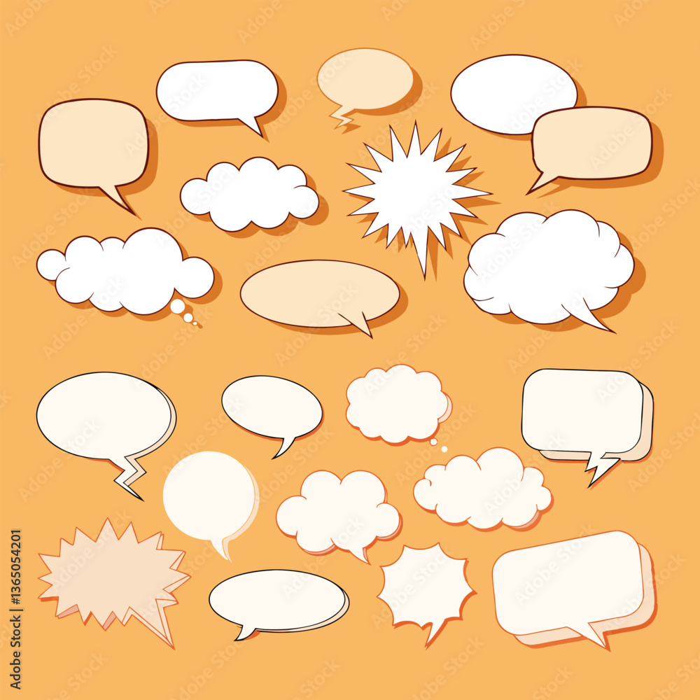 Fototapeta premium set of speech bubbles, set of comic speech bubbles, comic speech bubbles vector illustration