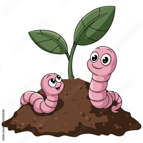 Worm and green plant