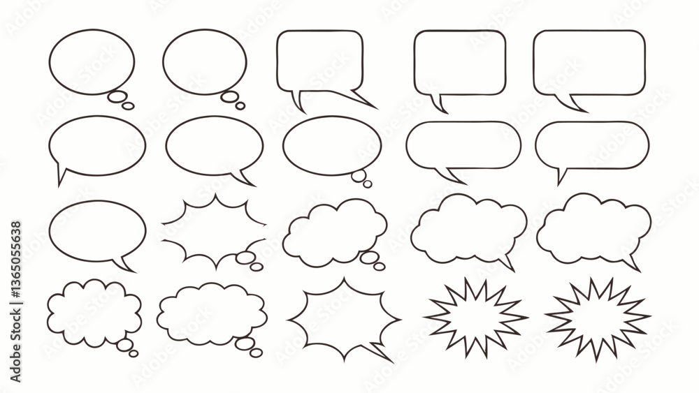 Fototapeta premium Set of comic speech bubbles with various designs for communication and dialogue
