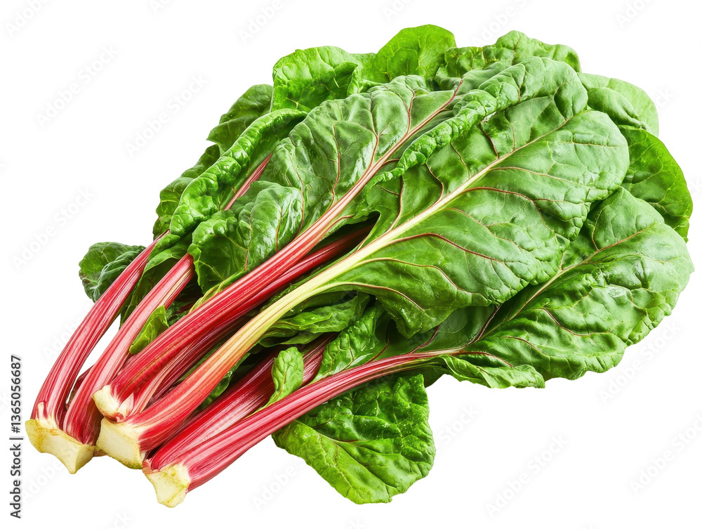 Isolated Fresh Swiss Chard with Red Stems Isolated Fresh Swiss Chard with Red Stems