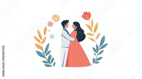 Cute Raksha Bandhan Illustration with Brother and Sister in Traditional Indian Attire