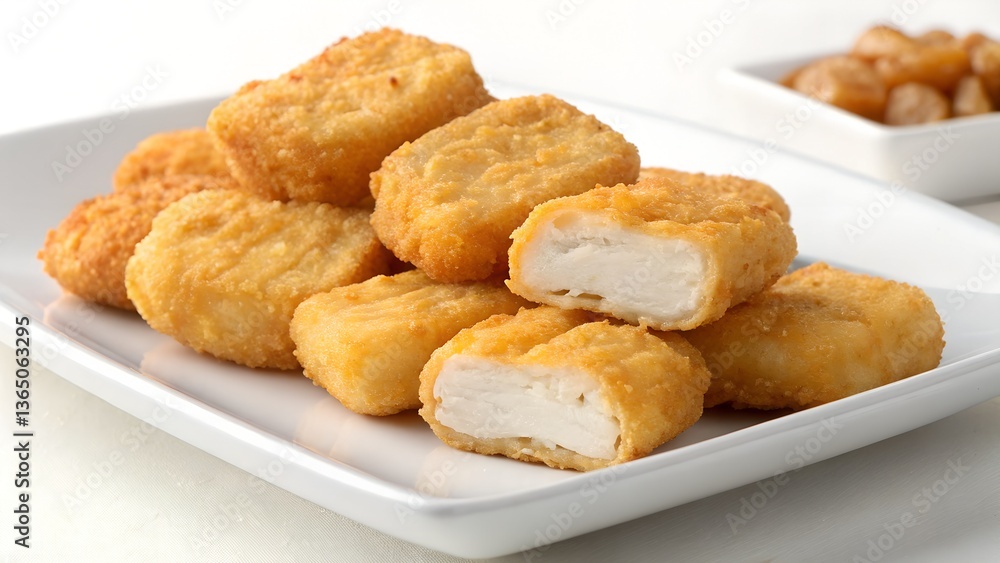 Cheese Stuffed Chicken Nuggets on Plate Cheese Stuffed Chicken Nuggets on Plate