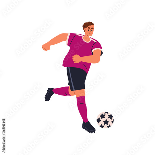 Football player playing, running for kicking soccer ball. Man, professional a...