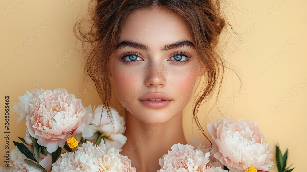 Romantic Beauty Portrait | Young Woman with Soft Floral Aesthetic Romantic Beauty Portrait | Young Woman with Soft Floral Aesthetic
