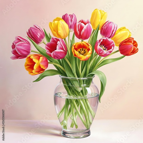 there is a painting of a vase with flowers in it