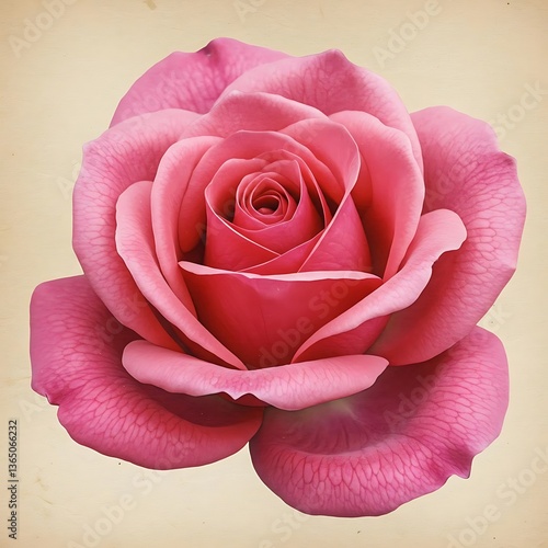 there is a pink rose that is on a beige background