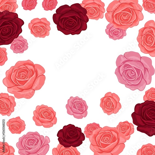 a close up of a bunch of pink and red roses