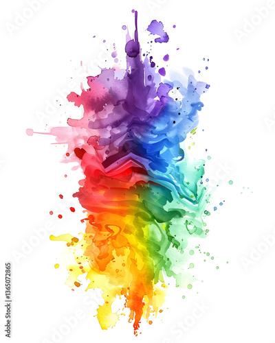 vibrant watercolor explosion of rainbow colors, an abstract representation of creativity and visual art, a burst of artistic expression.