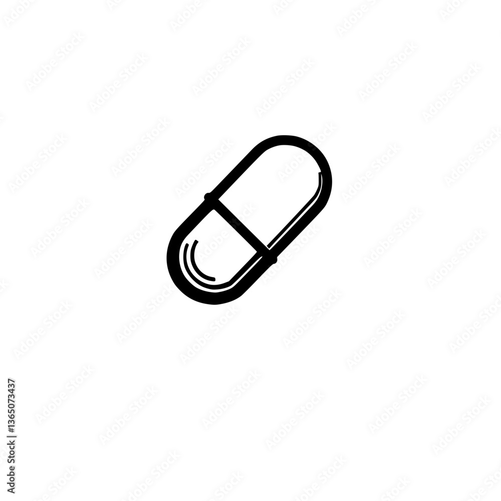 A simple graphic representation of a capsule Could be used for health medicine or wellness applications Minimalistic design on A simple graphic representation of a capsule Could be used for health medicine or wellness applications Minimalistic design on