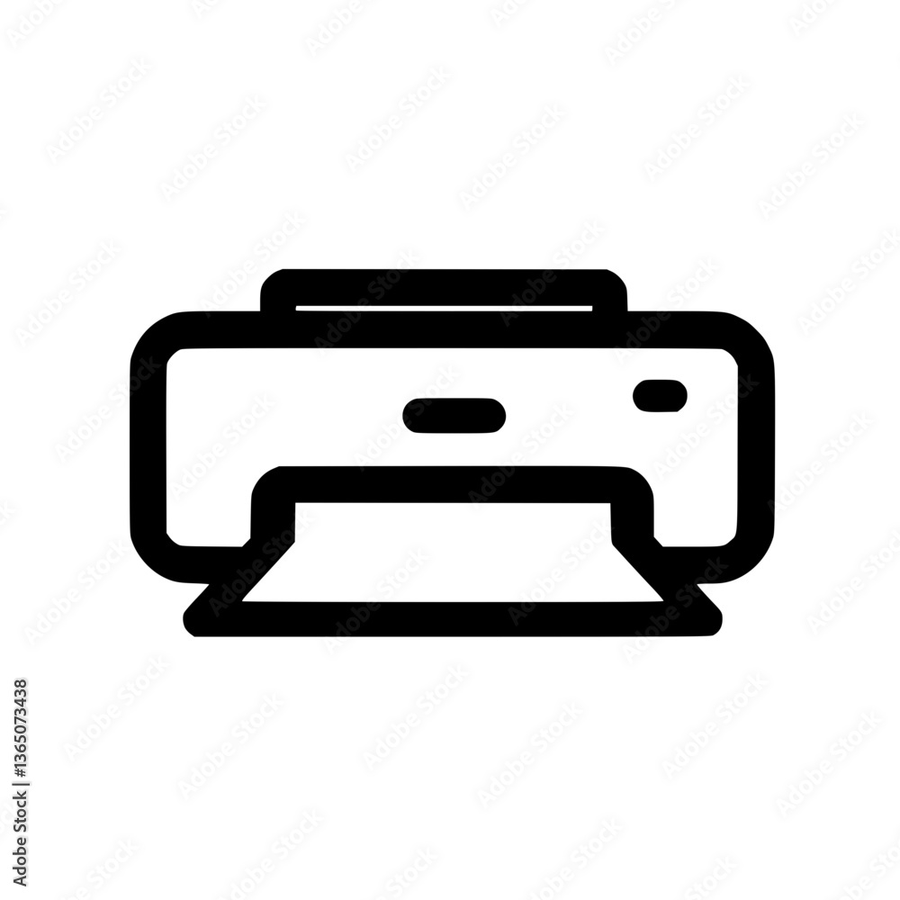 and icon of a printer ejecting paper Bold outlines define the device symbolizing document output and office equipment and icon of a printer ejecting paper Bold outlines define the device symbolizing document output and office equipment