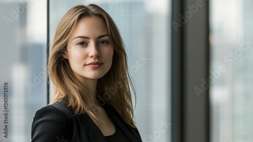 Confident young professional exuding poise and determination in a modern office setting. Free Download Confident young professional exuding poise and determination in a modern office setting. - GFXLoad