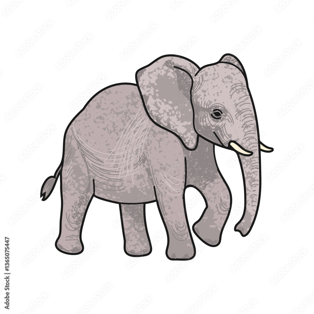 Fototapeta premium Vector Colorful Illustration of Baby Elephant Isolated on White Background