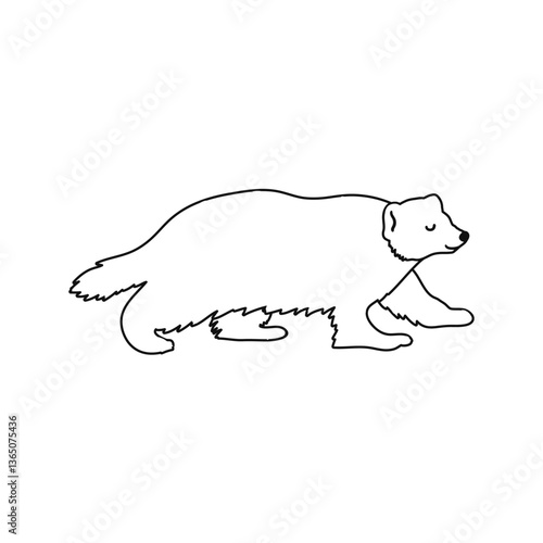 Vector Outline Illustration of Wolverine Isolated on White Background