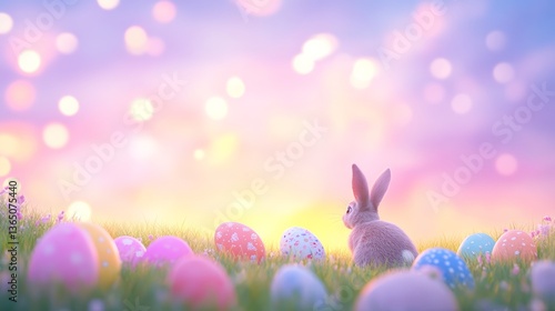 Curious Cute Bunny Peeking Over White Wall with Green Ivy in Bright Spring Garden Setting.
