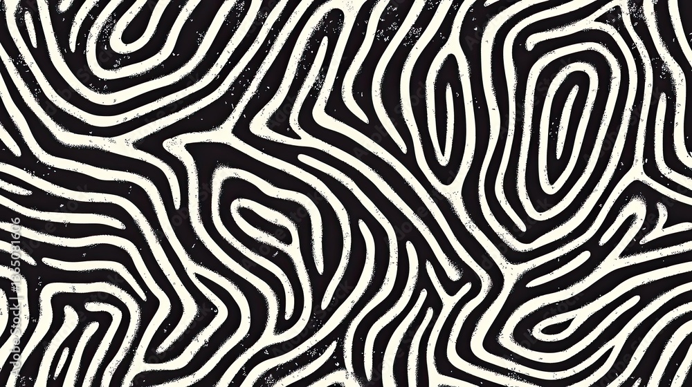 Naklejka premium Monochrome Curvilinear Pattern