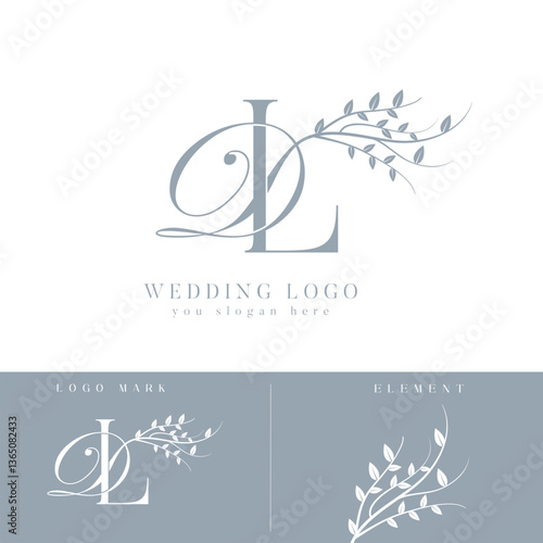 Initial letter DL, L D wedding monogram logo design