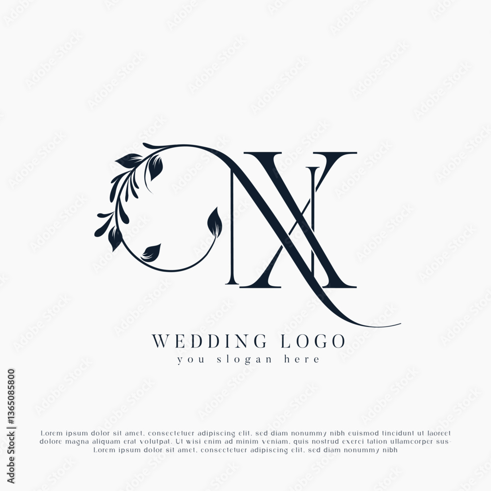 Obraz premium Letter NX, X N wedding monogram logo design template