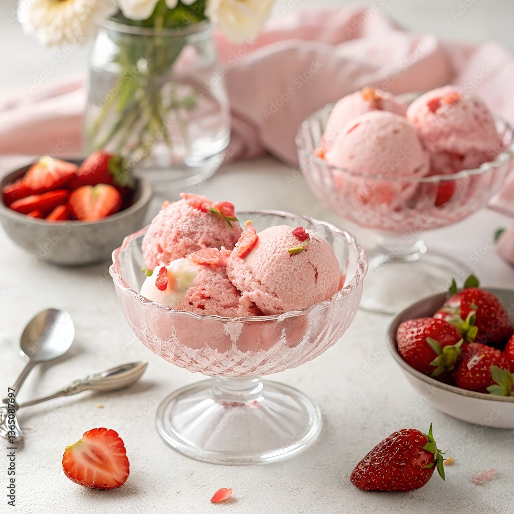 ice cream with strawberries ice cream with strawberries