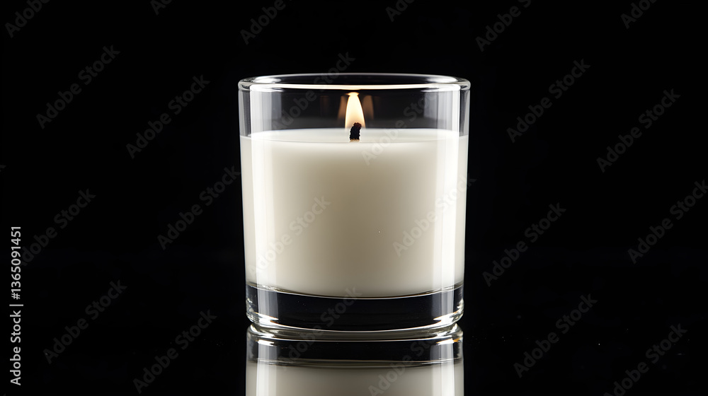 A single white candle in a clear glass holder A single white candle in a clear glass holder