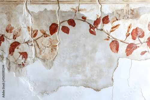 Ancient Roman Fresco Fragment with Vibrant Colors