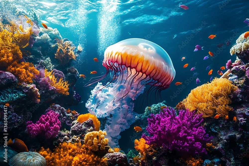 Naklejka premium coral reef and fish