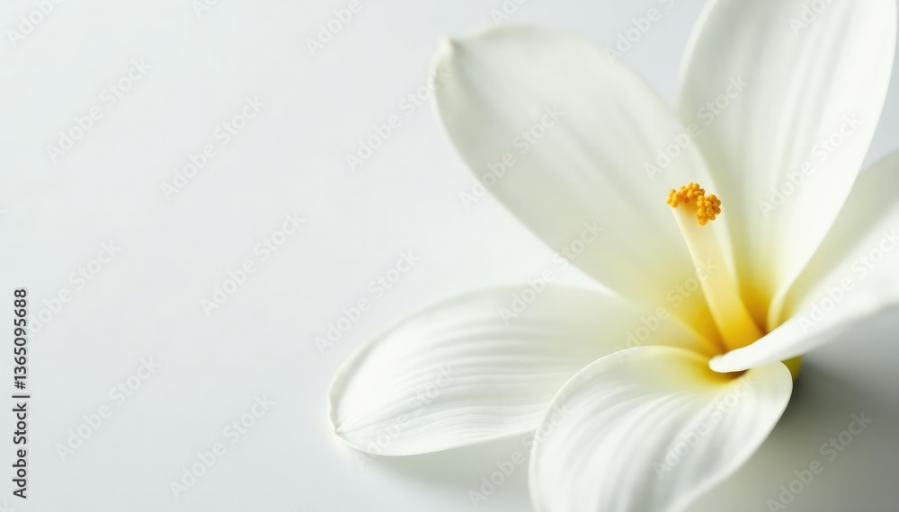 Fototapeta premium Close-up of pristine white flower petals against pure white background, high-resolution, refined, floral