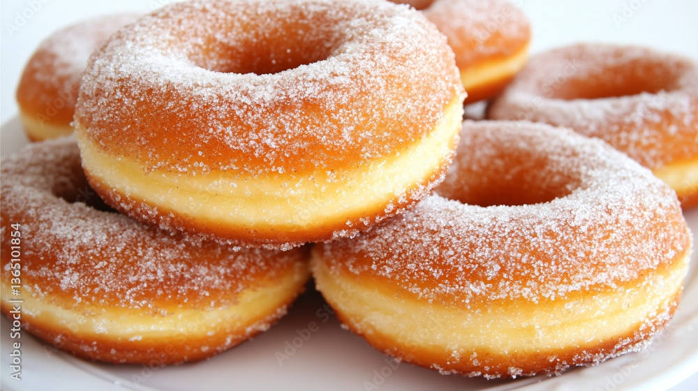 Sweet Doughnut Delight: An appetizing visual of freshly made, sugary doughnuts. Sweet Doughnut Delight: An appetizing visual of freshly made, sugary doughnuts.