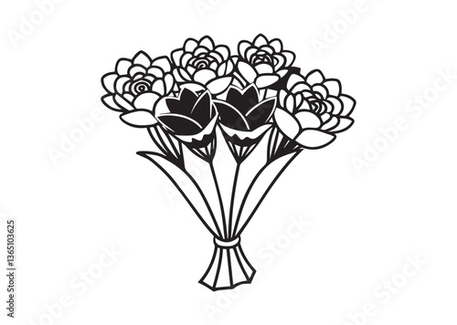 Flower bouquet silhouette vector