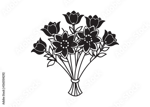 Flower bouquet silhouette vector