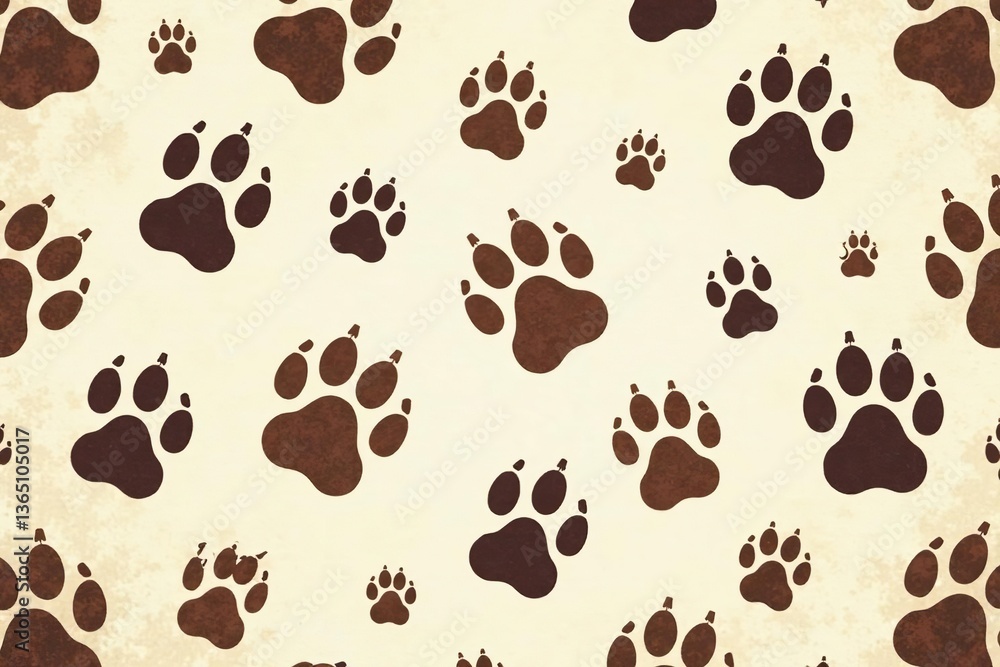 Obraz premium Seamless vector pattern of dog and cat paw prints for wallpaper background, texture, cats