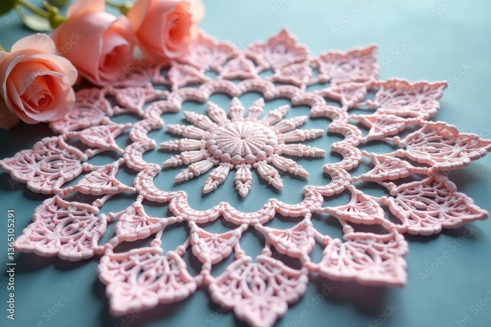 Obraz premium Intricate floral lace doily, delicate texture, delicate, design