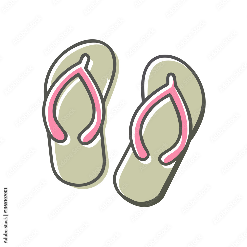 Colorful Flip-Flops on a White Background Colorful Flip-Flops on a White Background