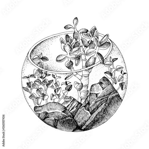Hand drawn florarium vector illustration
