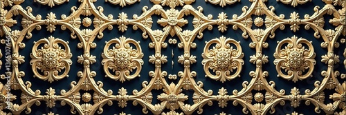 Intricately designed baroque pattern with ornate details and repetitive motifs,  elegant,  backdrop