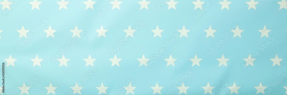 Obraz premium Mid-century modern starburst pattern wrapping paper with off-white stars on light blue background, stars, vintage