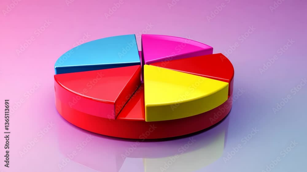 A 3D pie chart showcasing market share distribution among competitors.