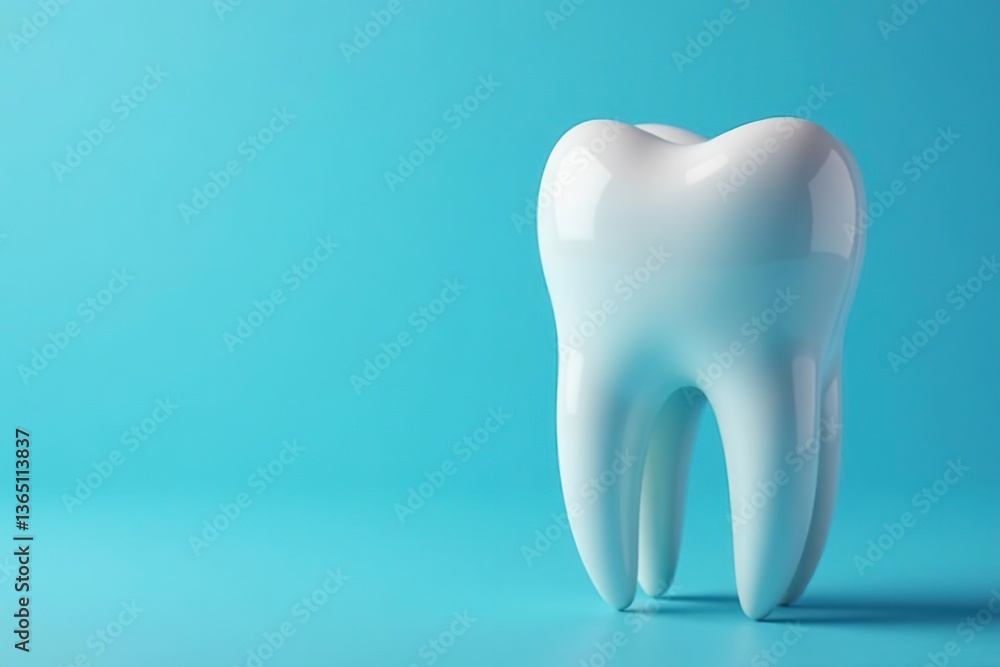 Shiny tooth on modern blue backdrop for dental care and hygiene concepts, abstract, concept Shiny tooth on modern blue backdrop for dental care and hygiene concepts, abstract, concept