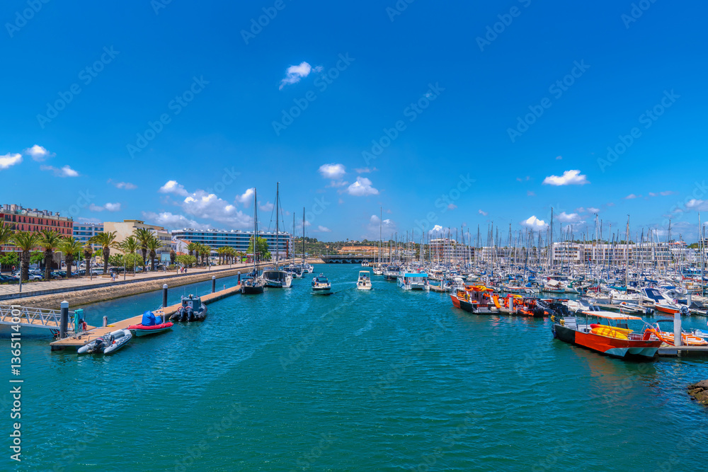 Fototapeta premium Lagos Marina Portugal with boats and yachts moored