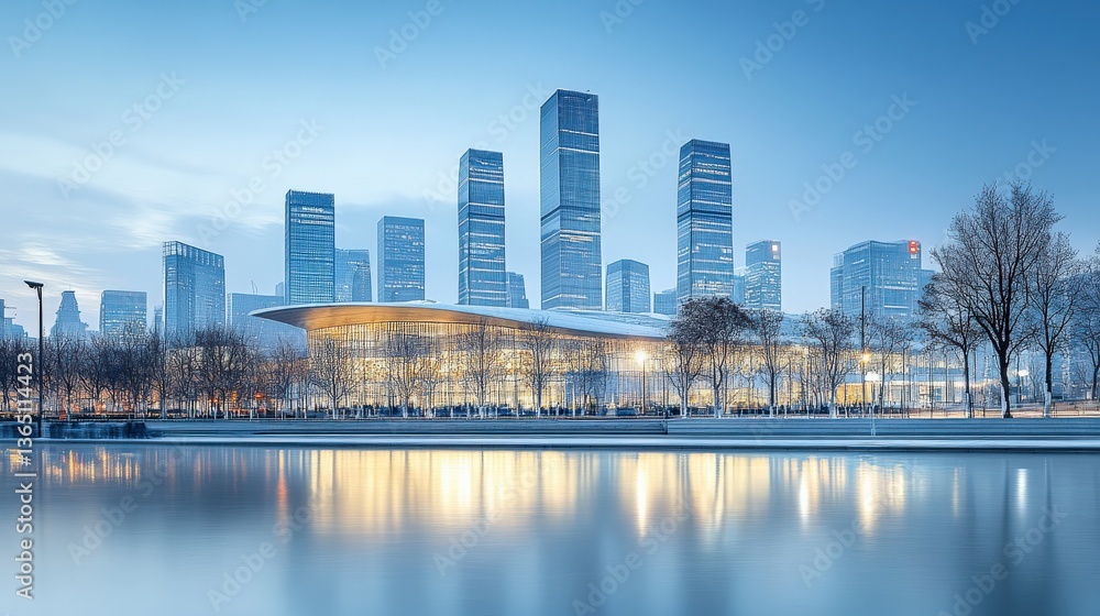 Obraz premium Modern City Skyline at Dawn