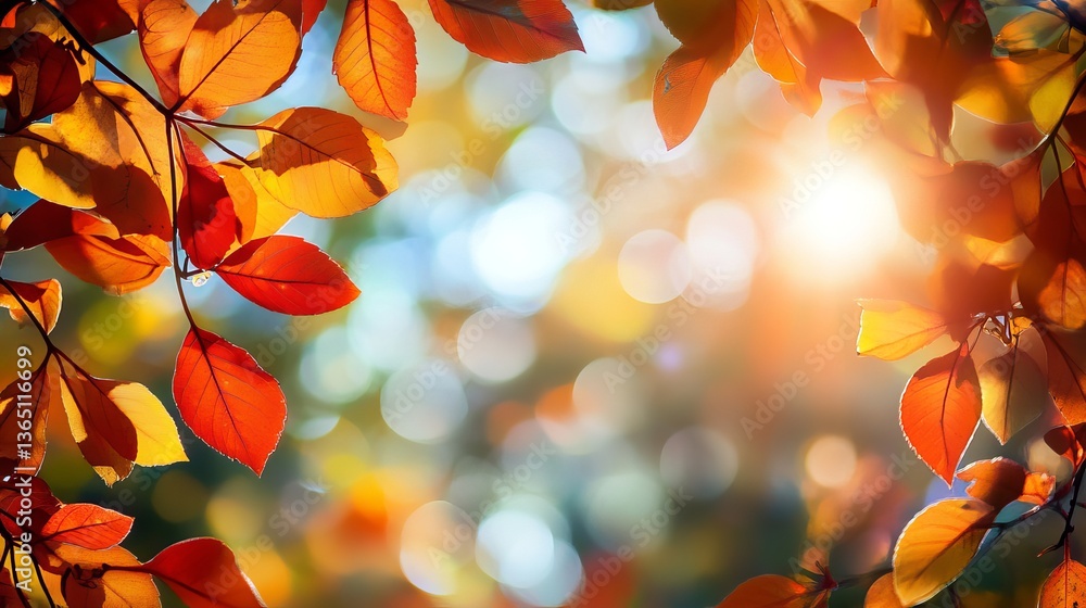 Autumn Leaves Sunlight Bokeh Background Orange Red Yellow Fall Nature Photography Bright Seasonal October November December Festive Holiday Warm Autumn Leaves Sunlight Bokeh Background Orange Red Yellow Fall Nature Photography Bright Seasonal October November December Festive Holiday Warm