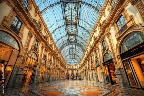 Obraz na płótnie Grand European shopping arcade with high glass dome w salonie