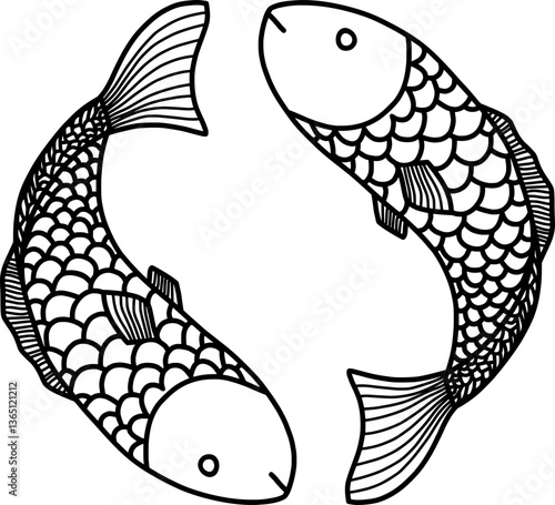 Hand-drawn Two Fish Christian Symbol