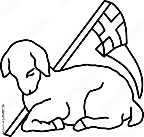 Hand-drawn Lamb of God Carrying a Flag - Agnus Dei
