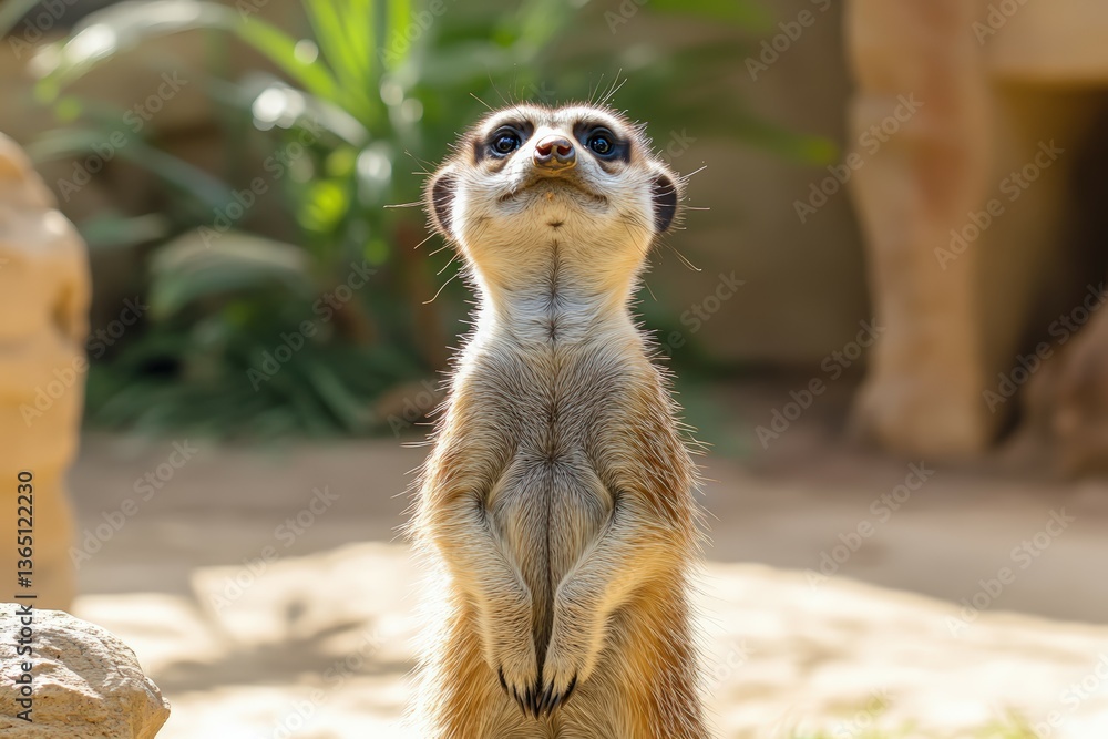 Fototapeta premium Meerkat - Suricata suricatta - in a group in the enclosure.. Beautiful simple AI generated image