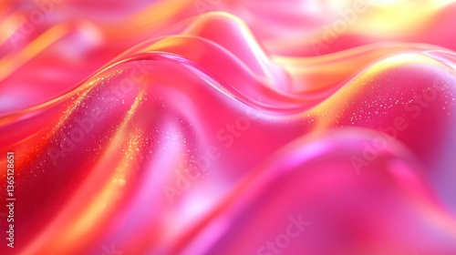 Abstract pink and orange wavy texture.  Shimmering, glossy surface