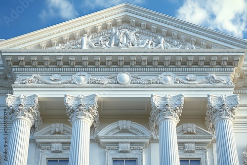 Botanical Motifs Blend With Ancient Greek Architecture in a Nature-Themed Artwork That Features Intricate Details and Striking Friezes