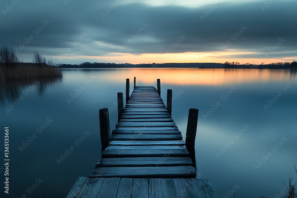 Dreamy Long-Exposure Shot of a Broken Wooden Pier in the Sea. Dreamy Long-Exposure Shot of a Broken Wooden Pier in the Sea.